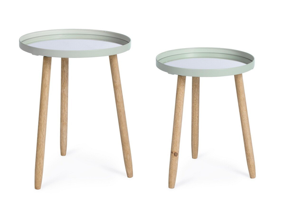 Side table Edvard sage green round (set of 2)