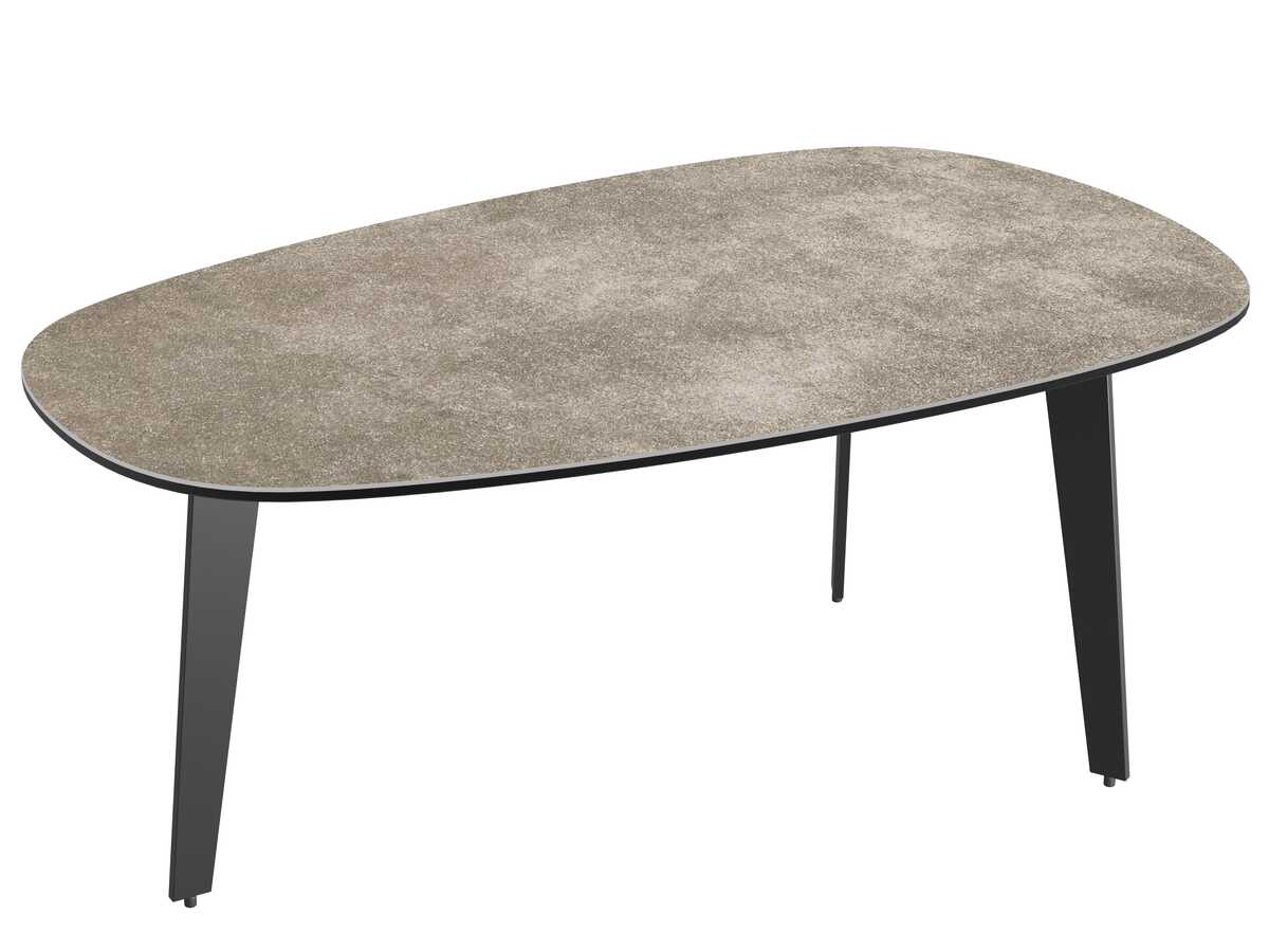 Tavolino in ceramica Galice grigio cemento 100x60x43